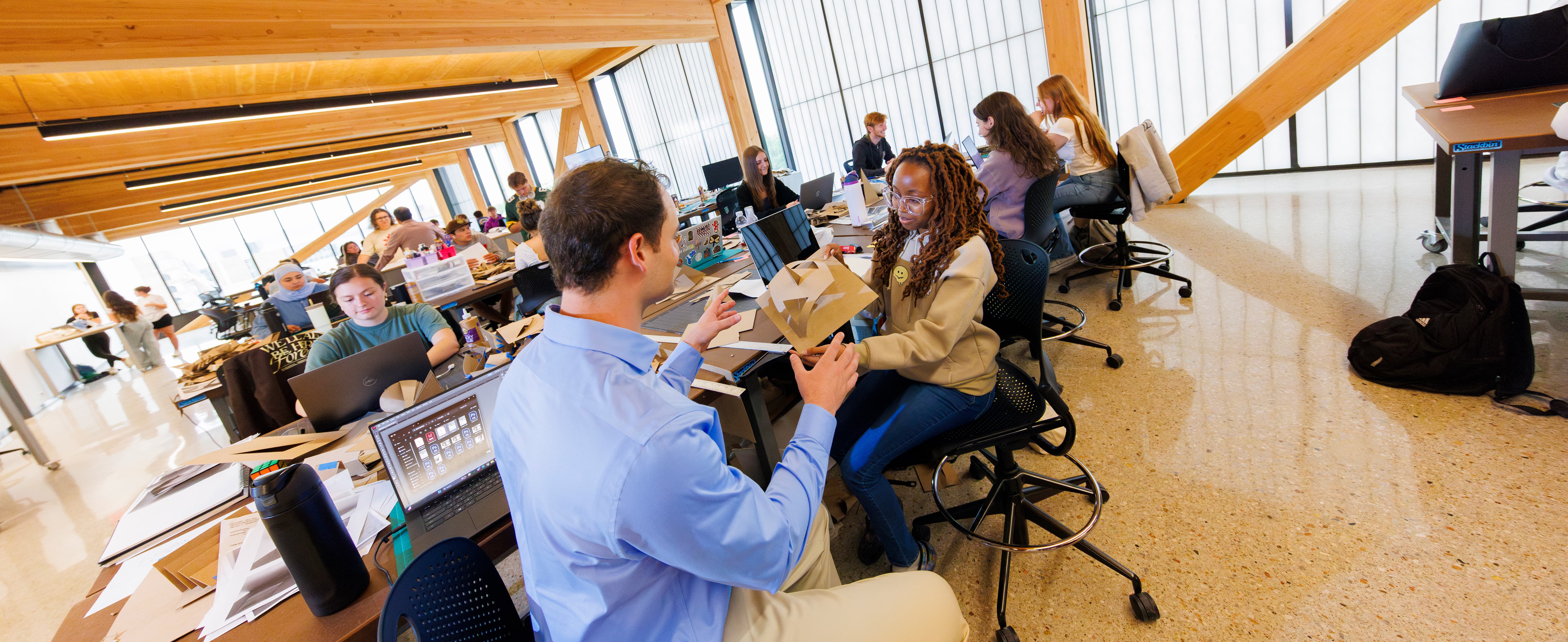 Students working in a classroom