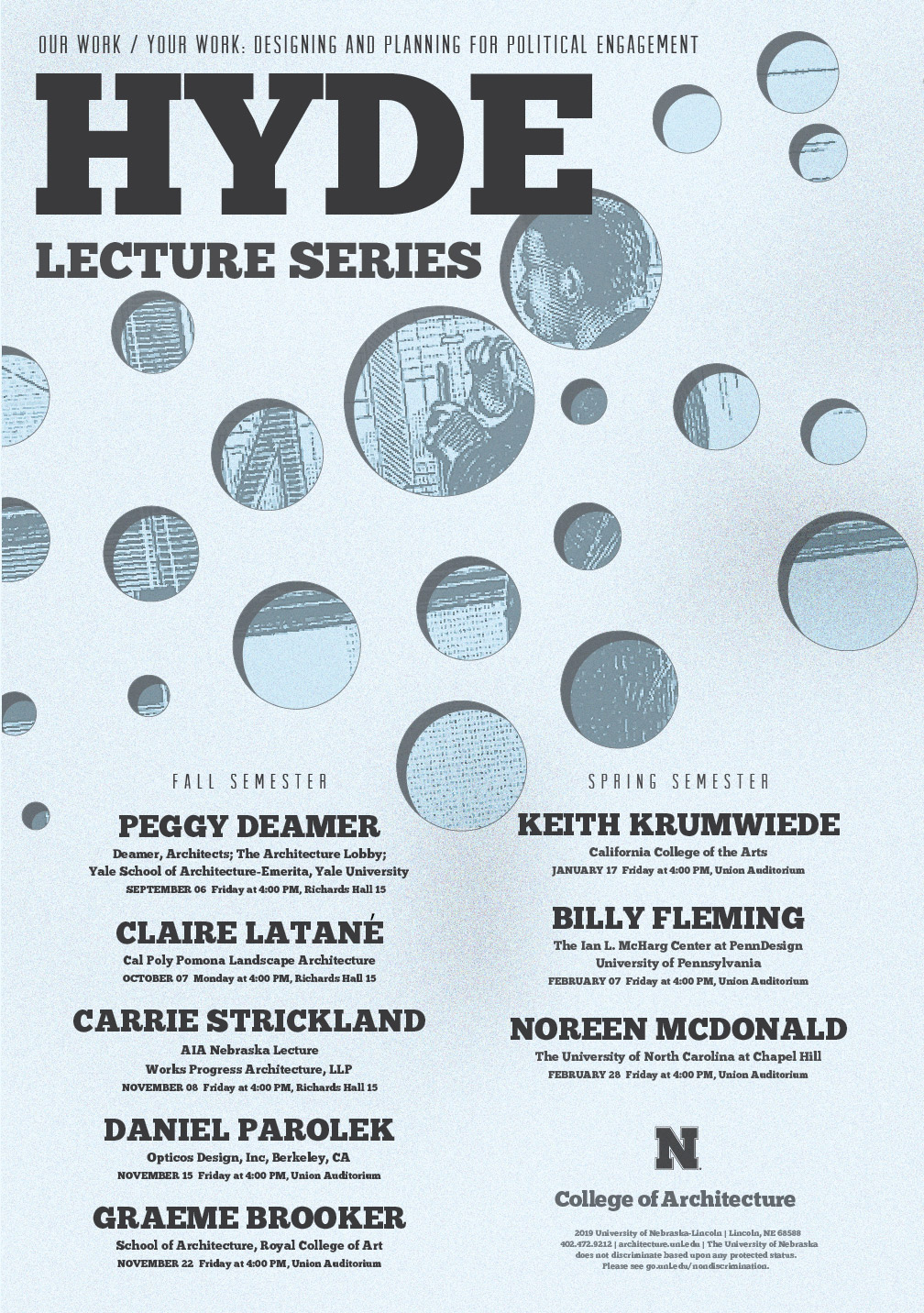 poster displaying hyde lectureres and dates