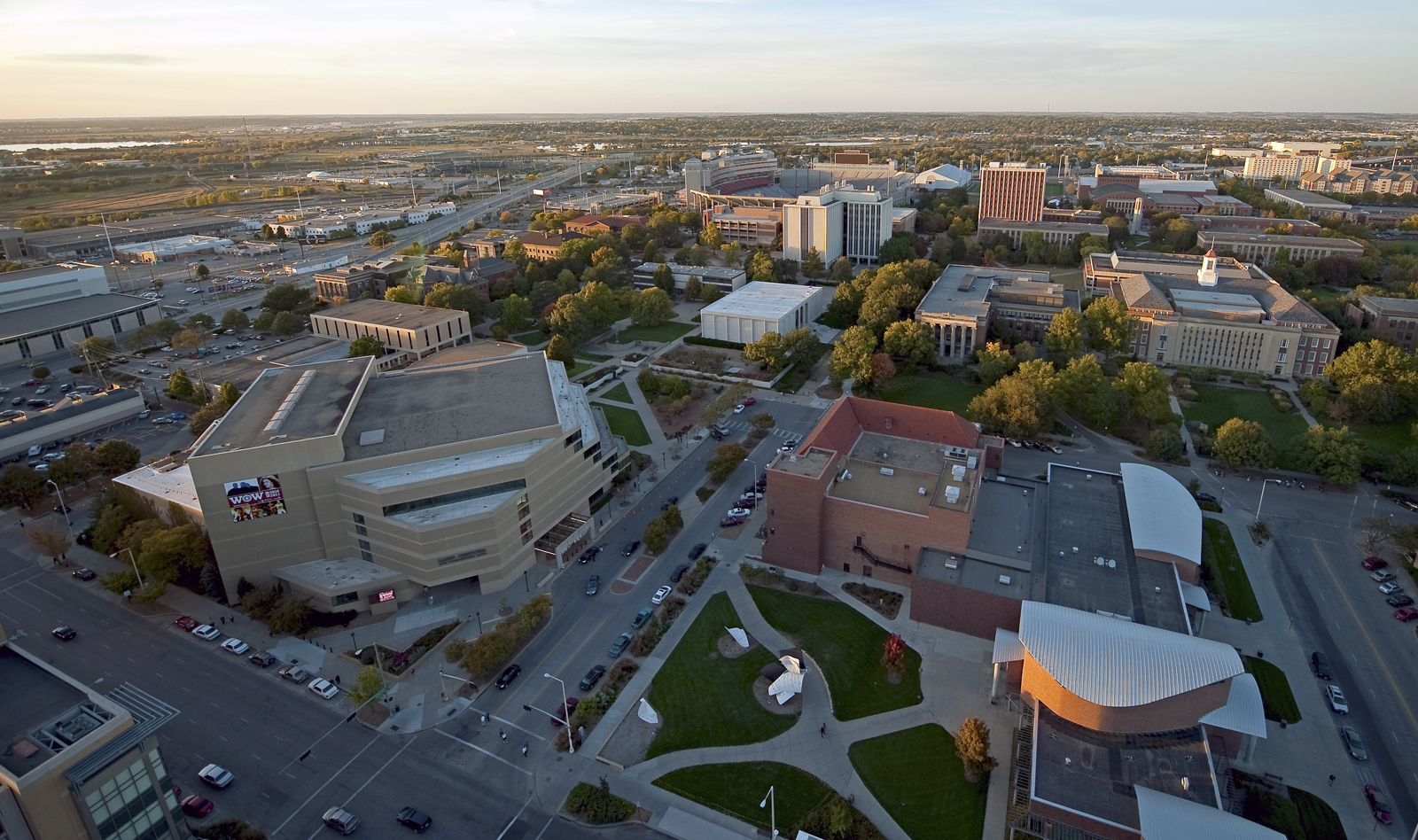 the city of lincoln from an arial view