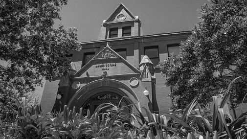black and white recolor of the architecture hall