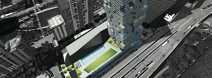 Rendering of cityscape
