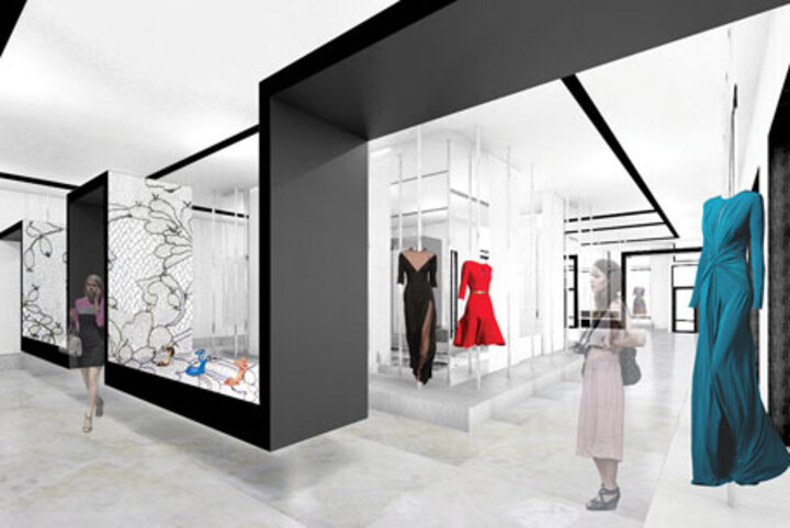 an artistic rendering of a gala with dresses and silhouettes of people