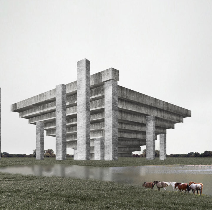 rendering of an upside down pyramid structure